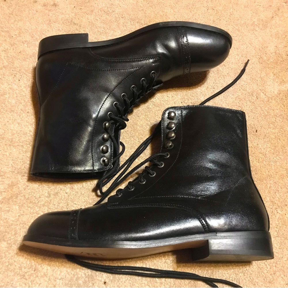 Men’s Black Leather Boots - Size 10